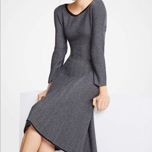 Ann Taylor Herringbone Flounce Sweater Dress